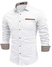 Herren Hemden Jeanshemd Herren Langarm Slim Fit Cowboy Langarmhemd Denim Shirt Herrenhemd Trachtenhemd Freizeithemd Reines Weiß M