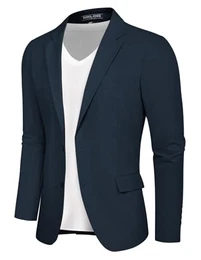 Anzüge & Sakkos für Herren Sportlich Dünne Anzugjacke Slim Fit Modern Strech M Dunkelbeu