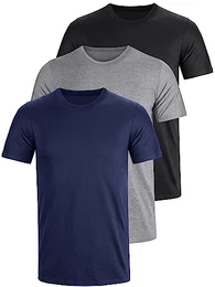Tshirt Rundhals Baumwolle 3er Pack Basic Fit arbeitsshirts 3XL 4XL S M L XXL Einfarbig T Shirt Für Herren Arbeit Regular Sommer Männer Kurzarm O-Neck Set Schwarz Grau Blau (M)