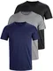 Tshirt Rundhals Baumwolle 3er Pack Basic Fit arbeitsshirts 3XL 4XL S M L XXL Einfarbig T Shirt Für Herren Arbeit Regular Sommer Männer Kurzarm O-Neck Set Schwarz Grau Blau (M)