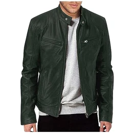 Winterjacken Herren, Lederjacke Übergangsjacke Bikerjacke Freizeitjacke Casual Klassisch Mit Reißverschluss Motorrad Herren Hoodie Protektoren Leichte Schwarz (M, Armeegrün)
