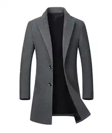 Wintermantel Herren Mantel Lang Slim Fit Herrenmantel Winter Warm Business Mantel Herren Wolle Wollmantel(GY,M)