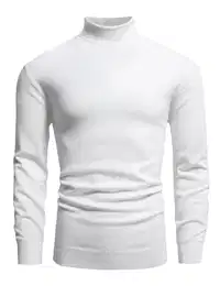 Herren Rollkragenpullover Turtleneck Sweater Winter Warme Slim Fit Basic Rollkragen Pullover Männer 003 Weiß M