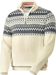 Pullover Herren, Warmer Norweger Pullover für Herren, Weihnachtspullover, Winterpullover, Strickpullover für Männer, Weiß, Gr. 60