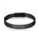 LUCKY2+7 Armband Herren-Edelstahl Magnetschnalle Verlängerungsschnalle Schwarz Silber