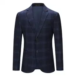 Sakko Herren Kariert Sportlich Herrensakko Regular Fit Business Anzugjacke 2 Knöpfe Blazer,Blau-38 XXL