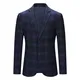 YOUTHUP Sakko Herren Kariert Sportlich Herrensakko Regular Fit Business Anzugjacke 2 Knöpfe Blazer,Blau-38 XXL
