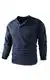 Mr.Stream Herren Henley Shirt Longsleeve Langarmshirt Männer DREI Taste Knopfleiste Baumwolle Beiläufig Hemden Heavyweight T-Shirt mit Grandad-Ausschnitt 888 Blue XL