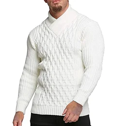 Herren Pullover Winter Unisex Schwarze Winterpullover Rolli Sweater Winter Fleecepullover Grobstrick Hemdkragen Pullover Pulli Mantel Langarm Turtleneck