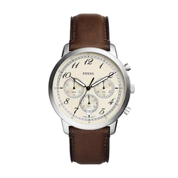 Fossil Neutra Uhr für Herren Chronographenwerk mit Edelstahl- oder Lederarmband Braun/Creme