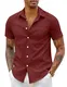 COOFANDY Herren Hemden Kurzarm Slim Fit Freizeithemden Wrinkle Free Hemd Sommer Business Hemd Lässiges Herrenhemd mit Knopfleiste Formelle Hemd Kent-Kragen Weinrot M