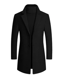 Herren Winter Französisch Wolle Trench Mantel Casual Lange Erbsenmantel Premium Classic Business Anzug(BL,M)