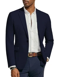 Sakkos für Herren Sportlich Dünner Blazer Business mit EIN Knopf M Navy Blau 630-2