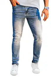 Jeans Herren Slim Fit Jogginghose Männer Hellblau Super Stretch Jeanshose 32