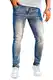 GINGTTO Jeans Herren Slim Fit Jogginghose Männer Hellblau Super Stretch Jeanshose 32