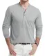 TACVASEN Henley Shirt Herren Langarm Baumwolle T-Shirt Atmungsaktiv Freizeitshirt Männer Tshirt Casual Unterziehshirt (M, Hellgrau)