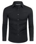 DEMEANOR Hemd Herren Stretch Langarm Slim Fit Businesshemden bügelfrei 