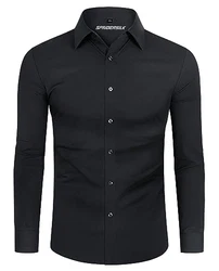 DEMEANOR Hemd Herren Stretch Langarm Slim Fit Businesshemden bügelfrei 