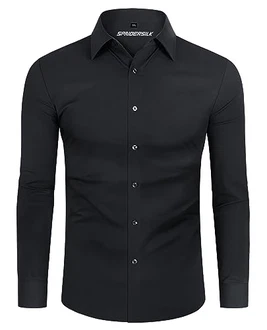 DEMEANOR Hemd Herren Stretch Langarm Slim Fit Businesshemden bügelfrei 