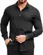 COOFANDY Herren Hemden Business Freizeithemd Langarm Button Down Einfarbiges Herrenhemd Schwarz M