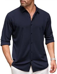 COOFANDY Herren Langarm Freizeithemd Business Hemd Button Down Hemd Regular Fit Blauviolett