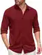 COOFANDY Hemd Herren Langarm Elastisch Smoking Hemden Basic Langarmhemd Wrinkle Free Shirt Business Hemd Bügelfrei Sommer Einfarbig Freizeithemd Weinrot M