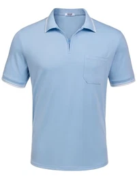Poloshirt Herren Kurzarm Golf Poloshirts mit Tasche Polo Tshirt Basic Herren T-Shirt Polohemd Sommer Einfarbig T-Shirt Business Oberteil Slim Fit A-Hellblau XXL