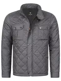 Herren Steppjacke Übergangsjacke Leicht Herrenjacke Männer Jacken Stepp Jacken mit Kapuze Daunenjacke Thremojacke H-347 Dunkelgrau M