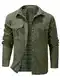 Mr.Stream Herren Karierte Flanellfutter Jacke Hemdjacke Übergangsjacke Leicht Stehkragen Feldjacke Cargo Herbstjacke Snap Western Cowboy Jacken 3268 Green M