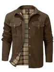 Mr.Stream Herren Jacke Hemdjacke Übergangsjacke Stehkragen Feldjacke Cargo Herbstjacke Snap Western Cowboy Jacken (3268) Braun (3268)