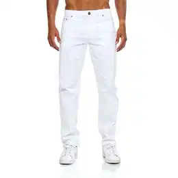 Herren-Jeans - Regular-Fit Straight-Cut - Stretch - Jeans-Hose Basic Washed 08-Weiß 32W / 32L