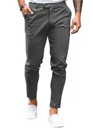 Herren Chino Hose Baumwolle Slim Fit Stoffhose Lässig Stretch Hosen Männer Schlupfhosen, Dunkelgrau M