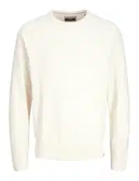 JACK&JONES Herren JCOMASON Knit Crew Neck Strickpullover, Cloud Dancer/Detail:Cyclo 002, Medium