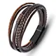 Aucuu Lederarmband für Männer, Herren Armband, Wickelarmband mit Magnet Verschluss, Geflochten Leder Armreif Schwarz   Magnetverschluss aus Edelstahl   Inklusive Schmuckschachtel  Geschenk für Männer