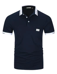 LIUPMWE Poloshirt Herren Kurzarm Polohemd Regular Fit Basic Tennis Golf T-Shirt Blau