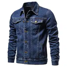 Jeanjacke Herren Regular Fit Vintage Classic Denim Übergangsjacke mit Umschlagkragen Einfache Mode Basic Stretch Jeans Jacke Outdoor Sweatjacke Arbeitsjacke Sportbekleidung Streetwear (Navy,M) XH1