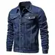 Jeanjacke Herren Regular Fit Vintage Classic Denim Übergangsjacke mit Umschlagkragen Einfache Mode Basic Stretch Jeans Jacke Outdoor Sweatjacke Arbeitsjacke Sportbekleidung Streetwear (Navy,M) XH1