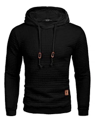 COOFANDY Herren Kapuzenpullover Hipster Gym Langarm Kordelzug Jacquard Pullover Hoodies Schwarz
