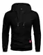COOFANDY Herren Slim Fit Hoodie Kapuzenpullover Jacquard Pullover Hoodies Hipster Gym Langarm Kordelzug Karierten Schwarz M