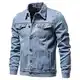 Jeanjacke Herren Regular Fit Vintage Classic Denim Übergangsjacke mit Umschlagkragen Einfache Mode Basic Stretch Jeans Jacke Outdoor Sweatjacke Arbeitsjacke Sportbekleidung Streetwear (Blue,M) XH1