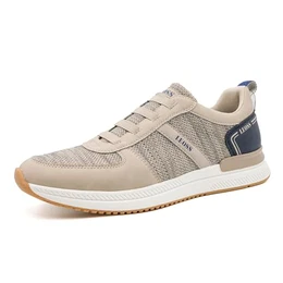 Herren Bequem Atmungsaktive Leichte Wanderschuhe Classic Sneaker Leicht Walkingschuhe Slip-on Sneaker Herren Schuh mit Schnürsenkel beige 43 EU