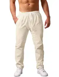 Herren Hose Lang Leicht Sommerhose Casual Freizeithosen Loose Fit Hose für Alltag Urlaub