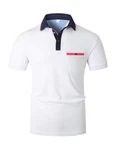KUNJLELP Poloshirt Herren Kurzarm Slim Fit Golf Sports Hemd Basic Tops Weiß