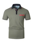 KUNJLELP Poloshirt Herren Kurzarm Slim Fit Golf Sports Hemd Basic Tops Grau