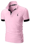 AIOIDI Poloshirt Herren Kurzarm Basic T-Shirt Freizeit Polohemd Rosa