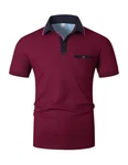 KUNJLELP Poloshirt Herren Kurzarm Slim Fit Golf Sports Hemd Basic Tops Rot