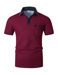 Poloshirt Herren Kurzarm,T Shirts Männer,Slim Fit Golf Sports Hemd,Leichtes und Bequemes Polohemd Basic Tops,Rot,M