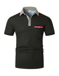 KUNJLELP Poloshirt Herren Kurzarm Slim Fit Golf Sports Hemd Basic Tops Schwarz