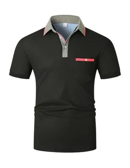 KUNJLELP Poloshirt Herren Kurzarm Slim Fit Golf Sports Hemd Basic Tops Schwarz KUNJLELP Poloshirt Herren Kurzarm Slim Fit Golf Sports Hemd Basic Tops Schwarz