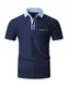 LIUPMWE Poloshirt Herren T Shirts Männer Kurzarm Kontrastfarbe Ausschnitt Baumwolle Sommer Golf Sports,M,Blau-41
